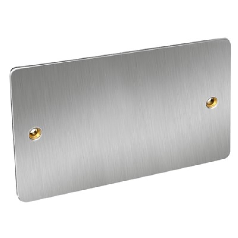 Flat Plate Blank Plate 2 Gang *Satin Chrome ** - Click Image to Close